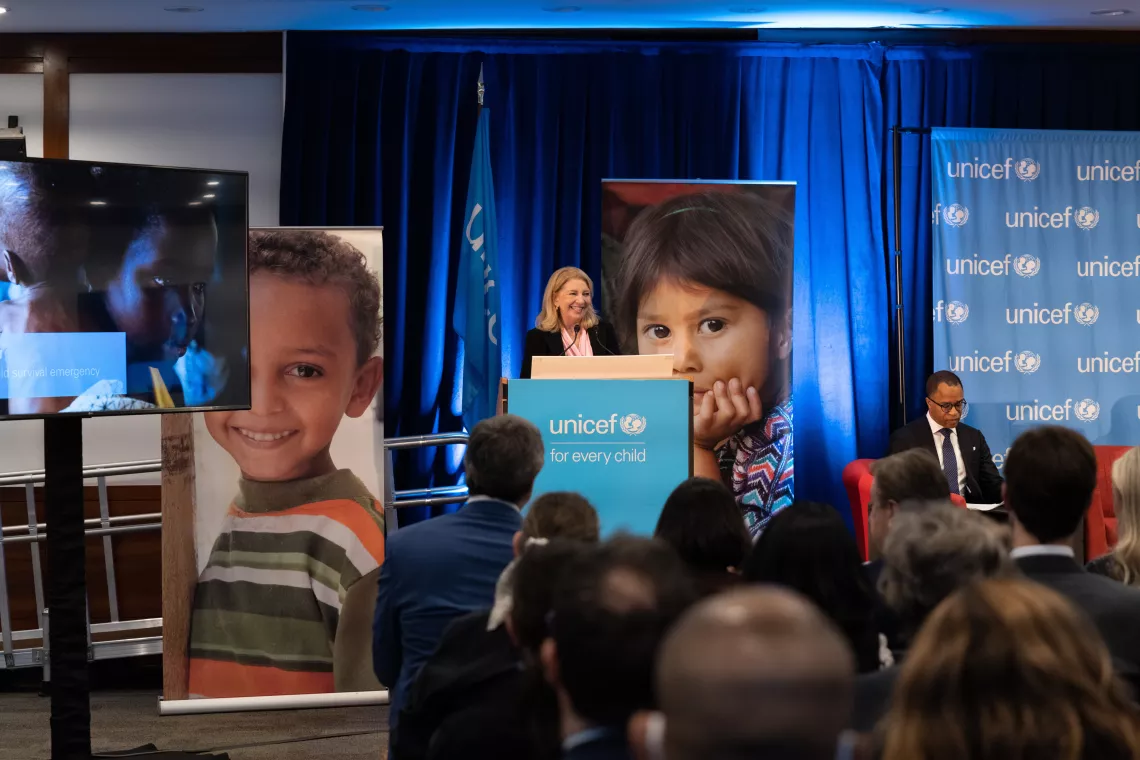 UNICEF's Executive Director speaking at an event 